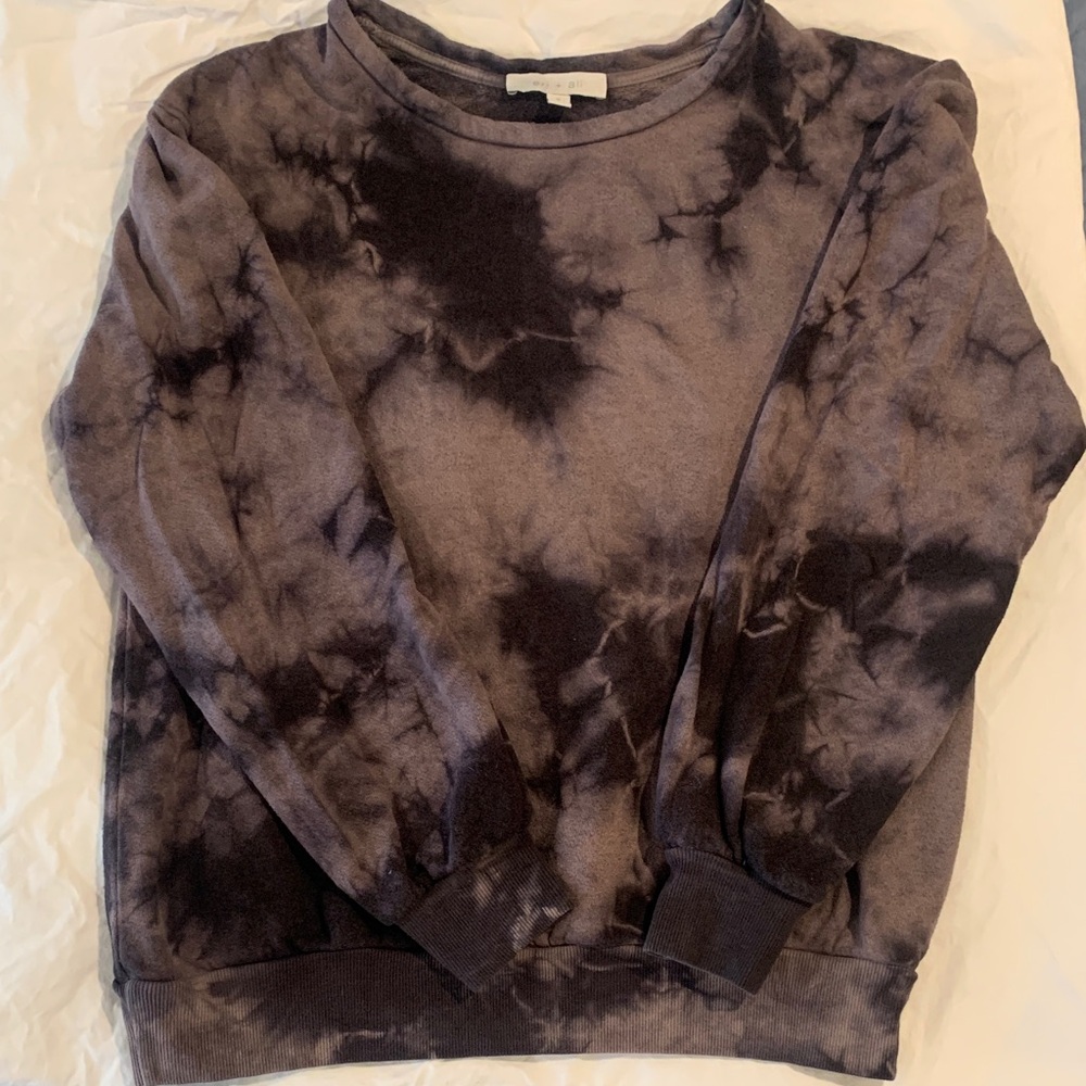 Eri & Ali Black Anthropologie Tie-Dye Women's Lightweight Soft Cotton Sweatshirt
